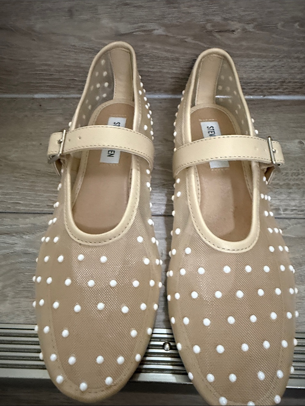 Steve Madden Beige Polka Dot Mary Jane Shoes